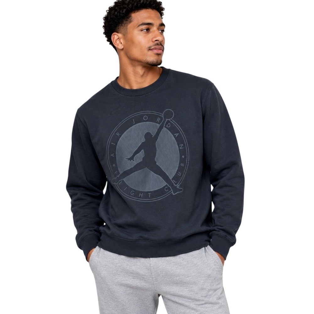 Jordan Flight Club Crewneck Sweatshirt XL Black Jumpman Graphic